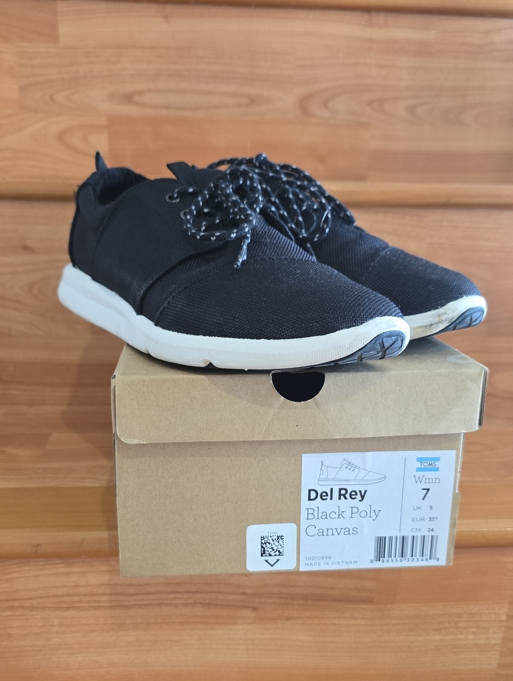 Toms Black Canvas Del Rey Women's Slip-On Sneakers with White Sole